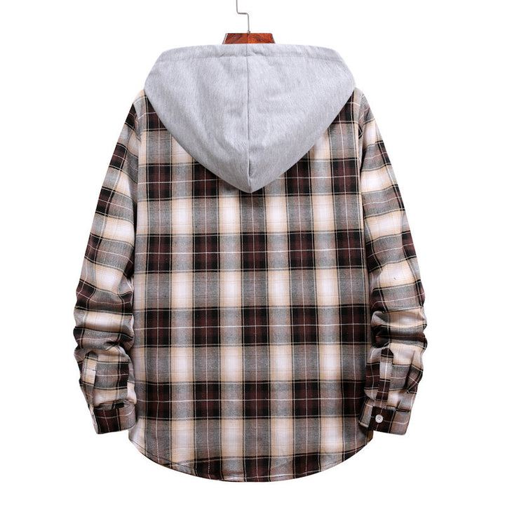 Herren Karohemdjacke mit Kapuze und großzügigen Taschen Echoarchiv