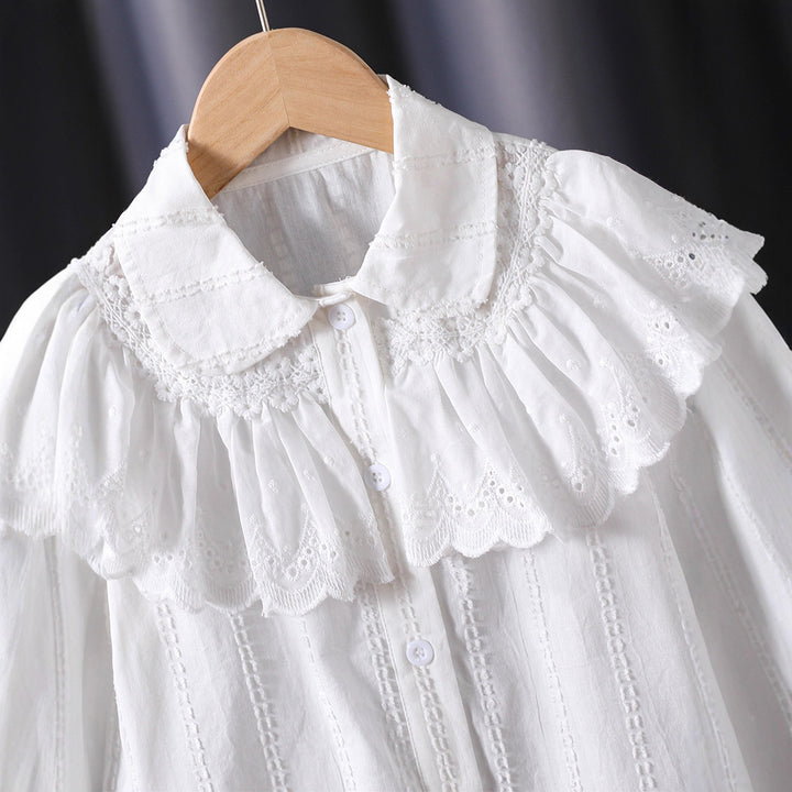 Damen verspielte Bluse mit voluminösem Kragen Echo Archiv