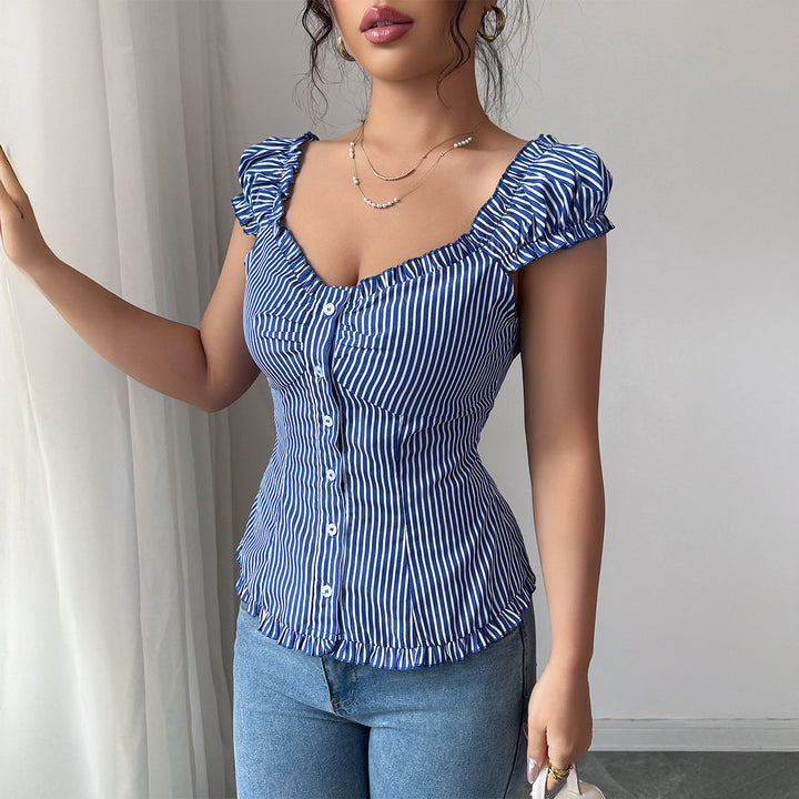 Damen Elegantes Oberteil mit Rüschendetails und tailliertem Schnitt Echo Archiv