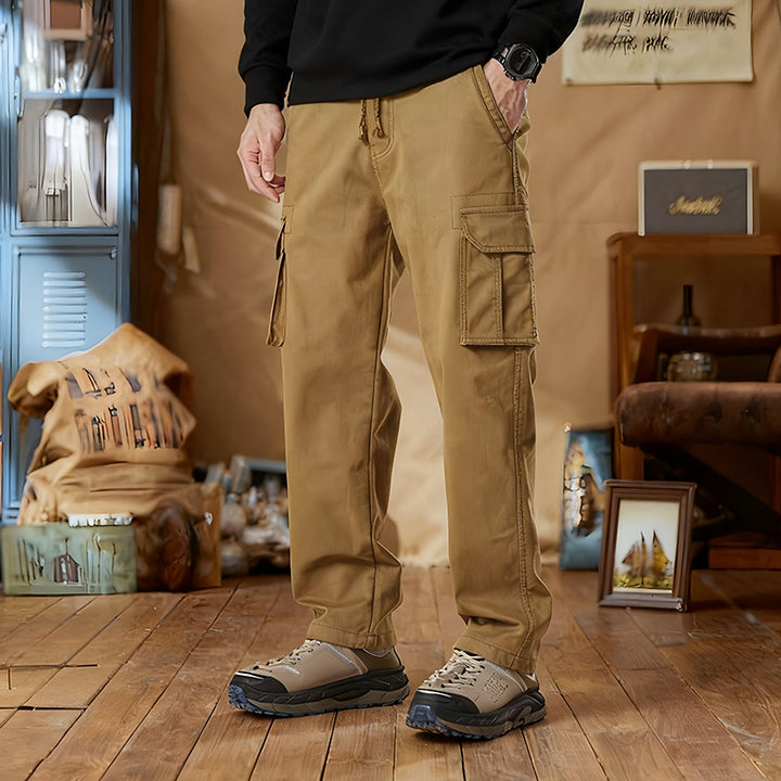 Herren Slim-Fit Utility-Cargohose mit elastischem Bund, Kordelzug und integrierter Webgürtel Echo Archiv