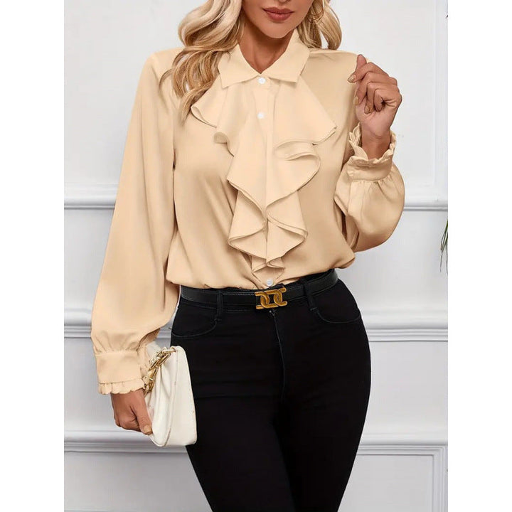 Damen Bluse Mitraffinierten Rüschendetails und Eleganten Ärmeln Echoarchiv