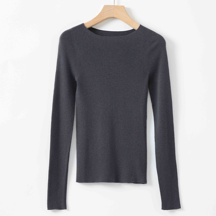 Damen Feiner Langarm-Feinstrickpullover mit U-Boot-Ausschnitt und figurbetonter Passform Echoarchiv