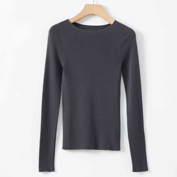 Damen Feiner Langarm-Feinstrickpullover mit U-Boot-Ausschnitt und figurbetonter Passform Echoarchiv