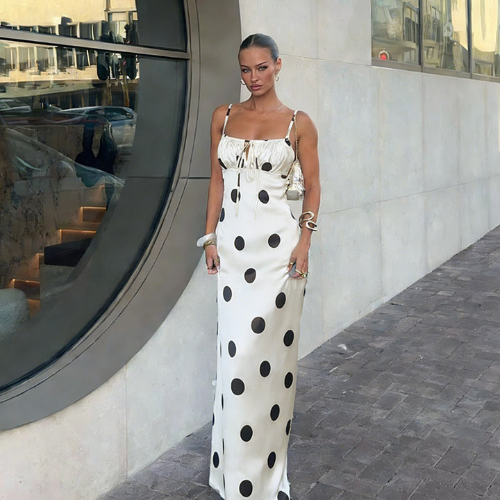 Damen Maxikleid mit verspieltem Punktmuster und raffiniertem Trägerschnitt Echo Archiv