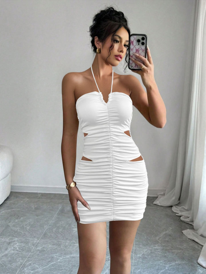 Damen Sexy Minikleid mit cut-out Details und gerafftem Design Echo Archiv