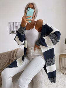 Damen Lässiger Strickmantel mit Streifen Echo Archiv