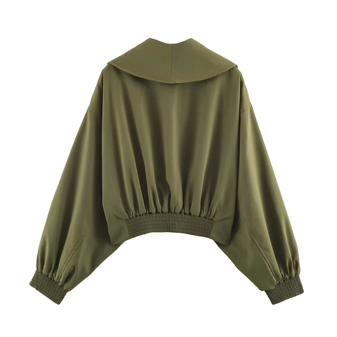 Damen kurze Oversize Jacke mit großem Schalkragen und Ballonärmeln – Célinea
