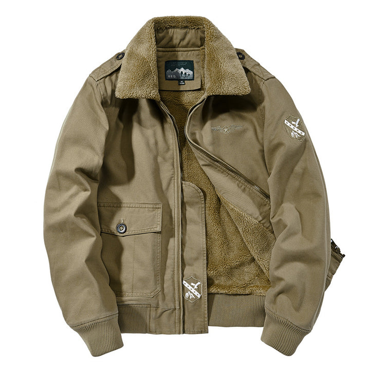 Herren nan Canvas-Pilotjacke mit Sherpa-Kragen, gesteppter Innenlage und Ärmel-Reißverschlusstasche Echo Archiv