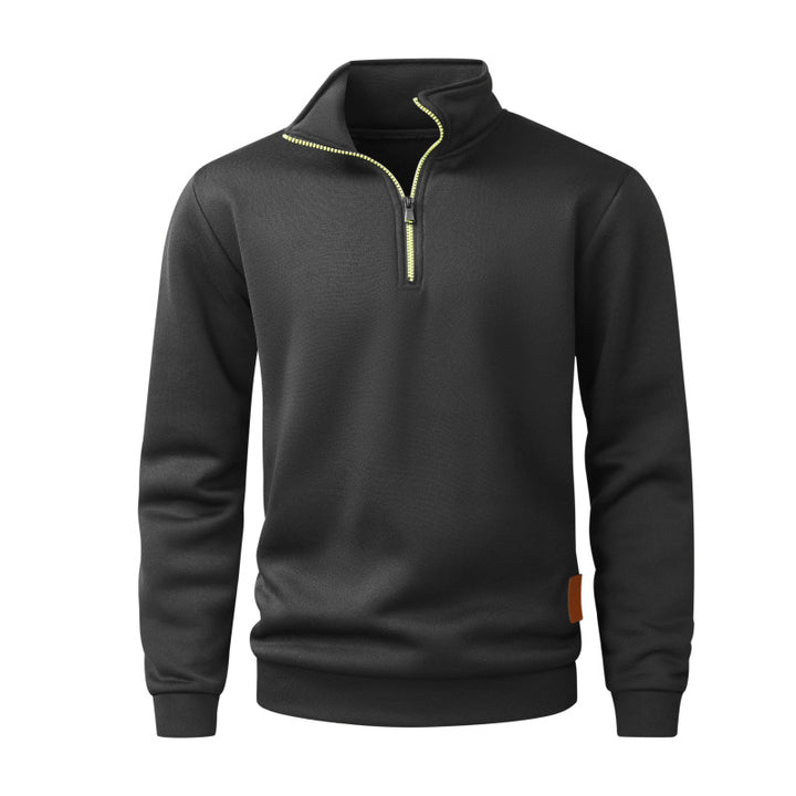 Herren Halbzip‑Pullover aus meliertem Strick mit Stehkragen und Reißverschluss Echo Archiv