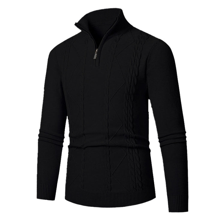 Herren Strickpullover mit Halb-Zip und strukturiertem Muster Echoarchiv