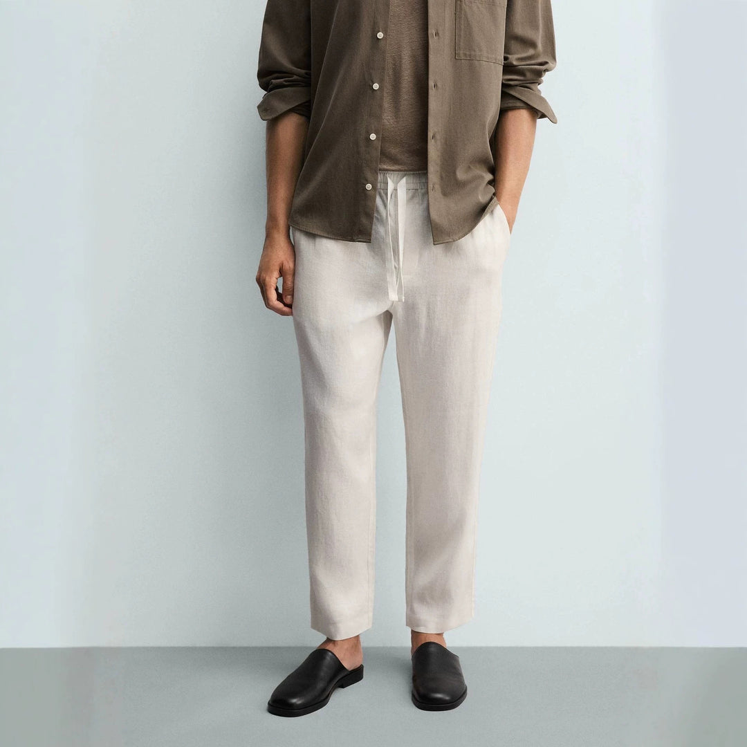 Herren Leinenhose mit elastischem Bund und Kordel Echo Archiv