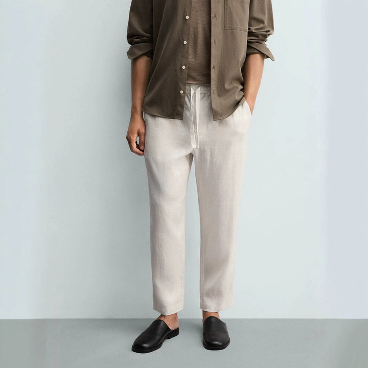 Herren Leinenhose mit elastischem Bund und Kordel Echo Archiv