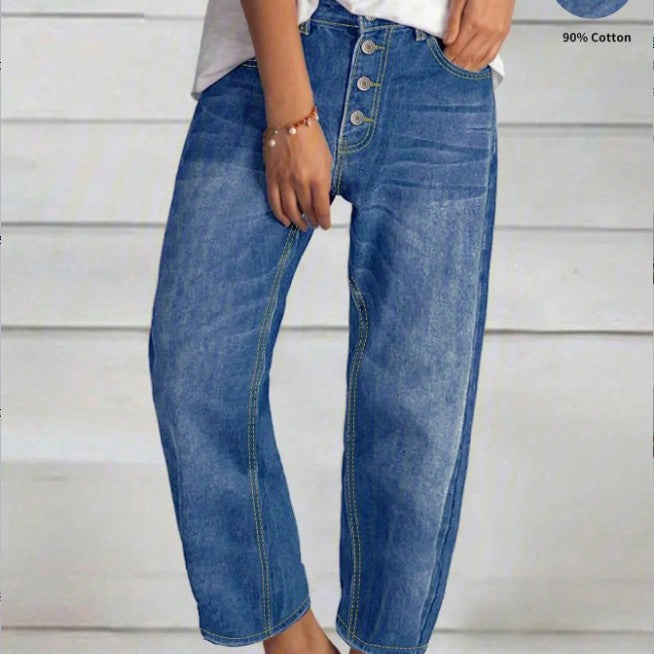 Damen Hochtaillierte Cropped-Jeans mit weiter Straight‑Leg-Passform Echo Archiv