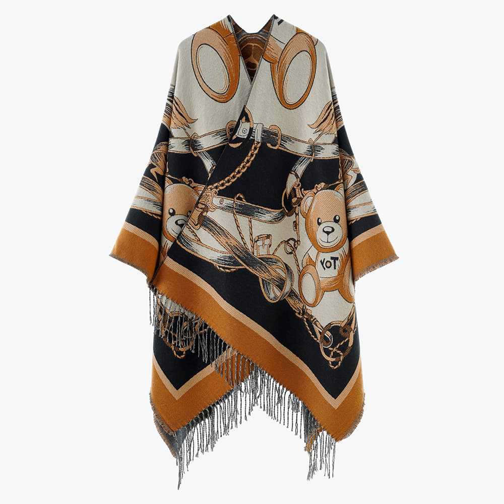 Damen Jacquard‑Überwurf im Wandteppich‑Jacquard mit Fransensaum – Avérine