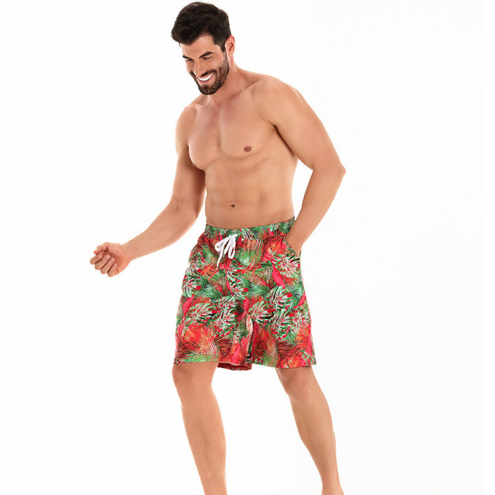 Herren Badeshorts mit tropischem Muster und verstellbarem Kordelzug Echo Archiv