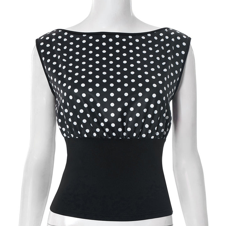 Damen Polka-Dots Oberteil mit elastischem Bund Echo Archiv