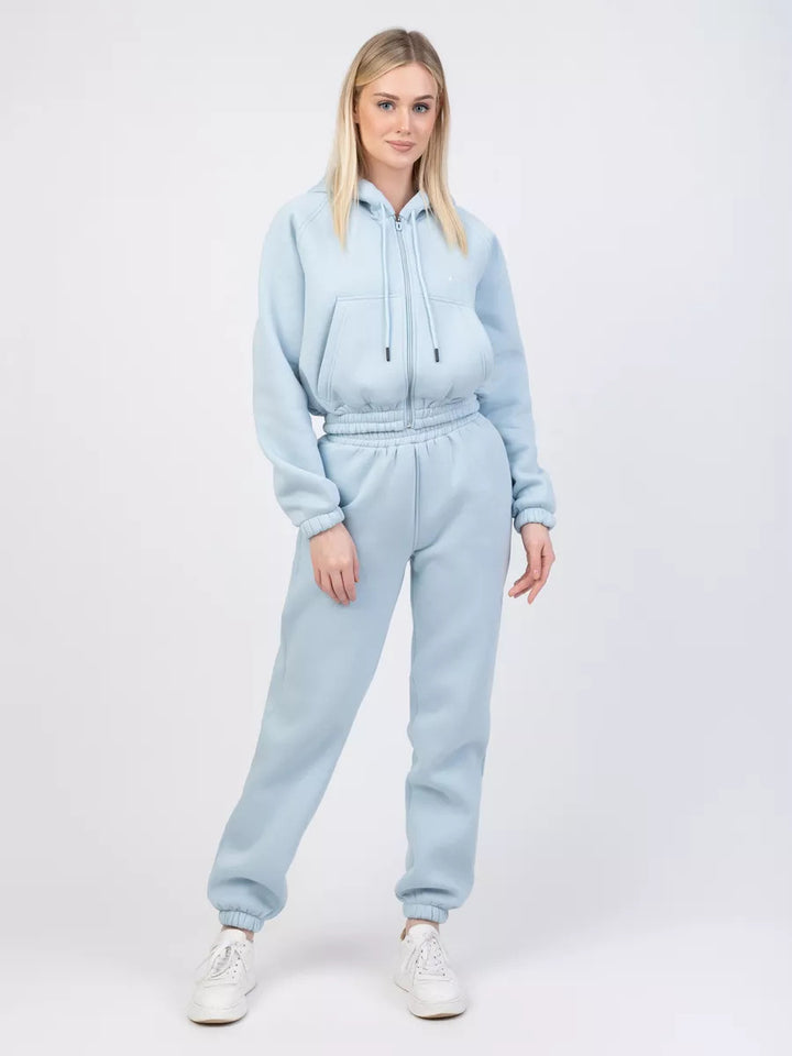 Damen Gekürztes Zip‑Hoodie mit elastischer High‑Waist Jogginghose – Auréline