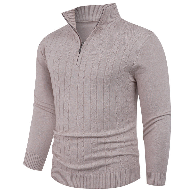 Herren Strukturierter Pullover mit ZIP-Kragen Echoarchiv