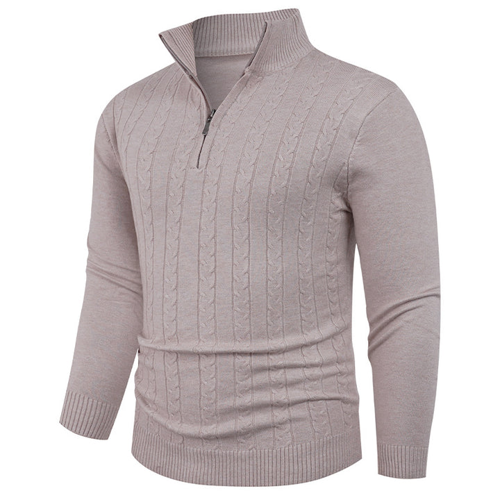 Herren Strukturierter Pullover mit ZIP-Kragen Echoarchiv