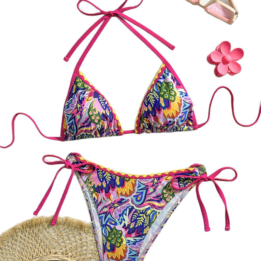 Damen Bunter Triangel-Bikini mit verstellbaren Trägern Echo Archiv