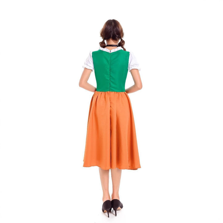 Damen nan traditionelles Dirndlkleid mit Schürze und geschnürtem Mieder Echo Archiv