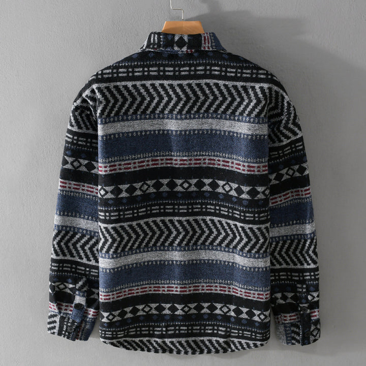 Herren Gestricktes Hemd-Overshirt im geometrischen Muster Echoarchiv