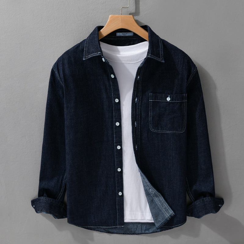 Herren Denim-Überhemd aus Baumwoll-Twill mit Brusttasche und Kontrastnähten Echoarchiv