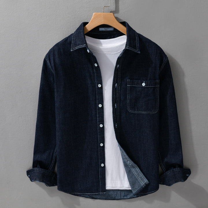 Herren Denim-Überhemd aus Baumwoll-Twill mit Brusttasche und Kontrastnähten Echoarchiv