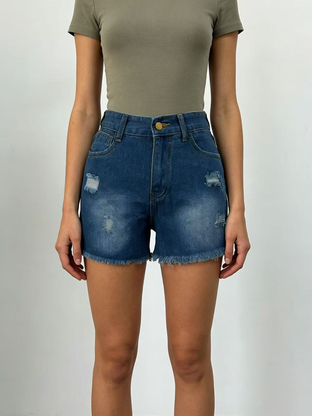 Damen Crop Top und High-Waist Jeans-Shorts Echo Archiv