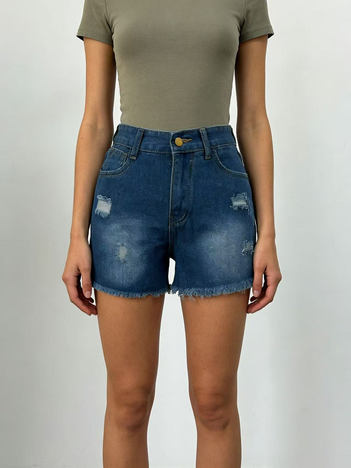Damen Crop Top und High-Waist Jeans-Shorts Echo Archiv