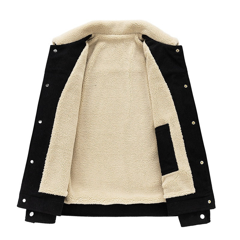 Herren Cordjacke mit Teddyfutter, Hemdkragen & Druckknopffront Echoarchiv