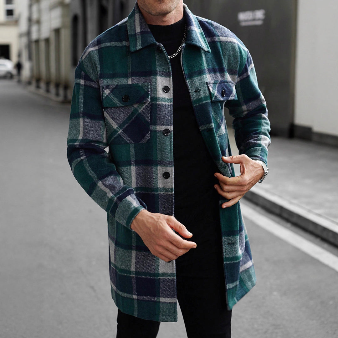 Herren Flanellhemdjacke im karierter Design mit praktischen Taschen Echoarchiv
