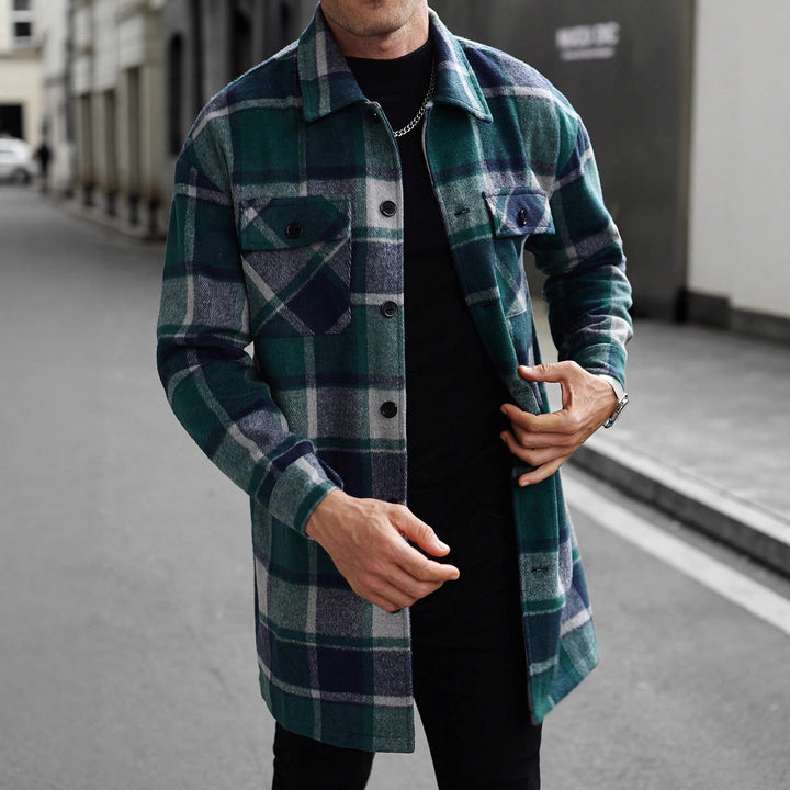 Herren Flanellhemdjacke im karierter Design mit praktischen Taschen Echoarchiv