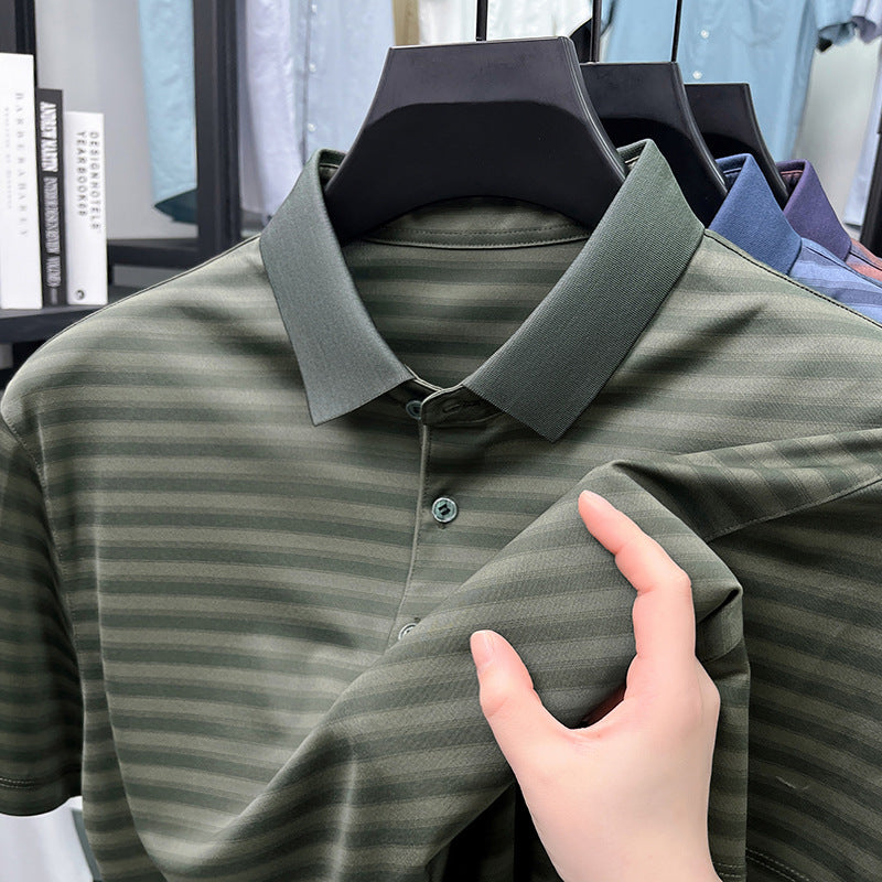 Herren Poloshirt mit atmungsaktiver Struktur und eleganten Streifen Echoarchiv