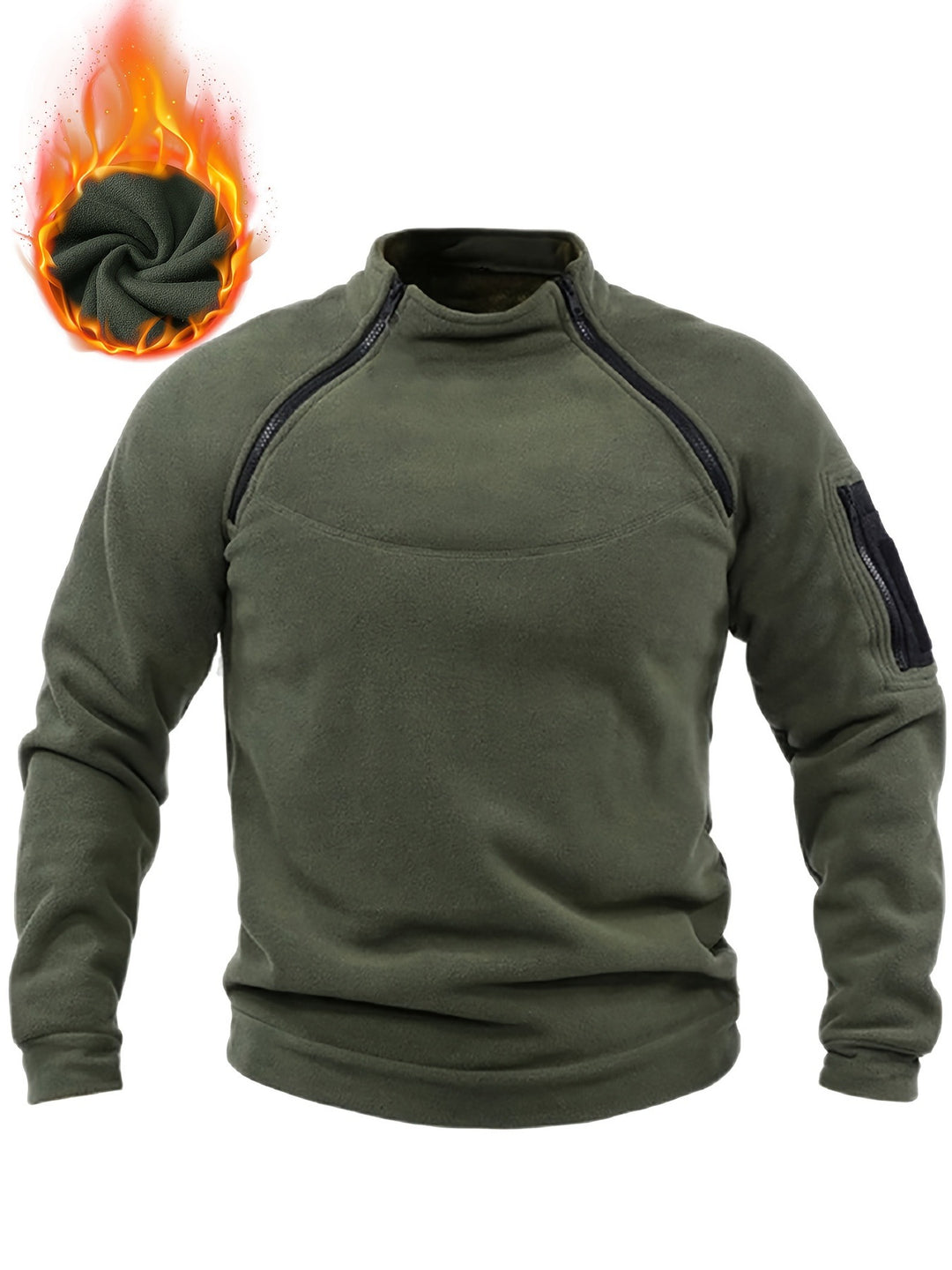 Herren Thermo-Fleecepullover mit Schulterreißverschlüssen, Stehkragen & Ärmel‑Utilitytasche Echo Archiv