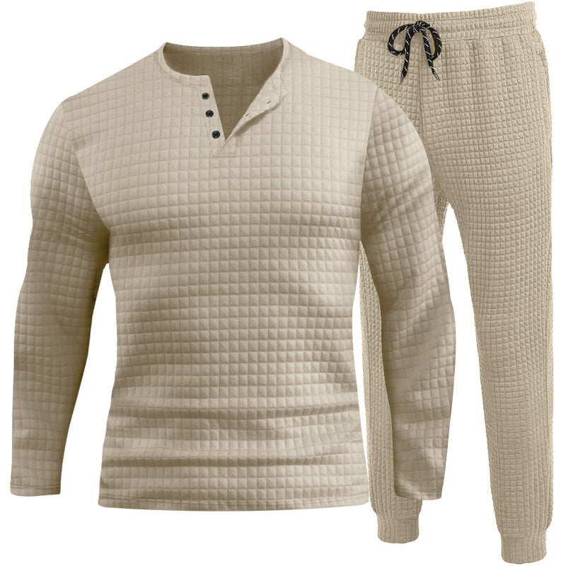 Herren Dreiteiliges Set mit strukturiertem Langarmshirt und Jogginghose Echoarchiv