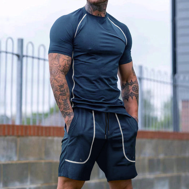 Herren Sportliches Kurzarm-Set aus atmungsaktivem Funktionsmaterial mit elastischem Bund Echoarchiv