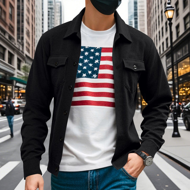 Herren lässige Oberhemdjacke mit funktionalen Taschen und strukturiertem Design Echoarchiv