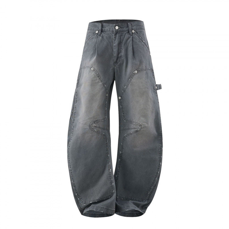 Damen Weite Denim-Carpenter-Hose mit Ballonbeinen und verstärkten Knie-Paneelen Echo Archiv