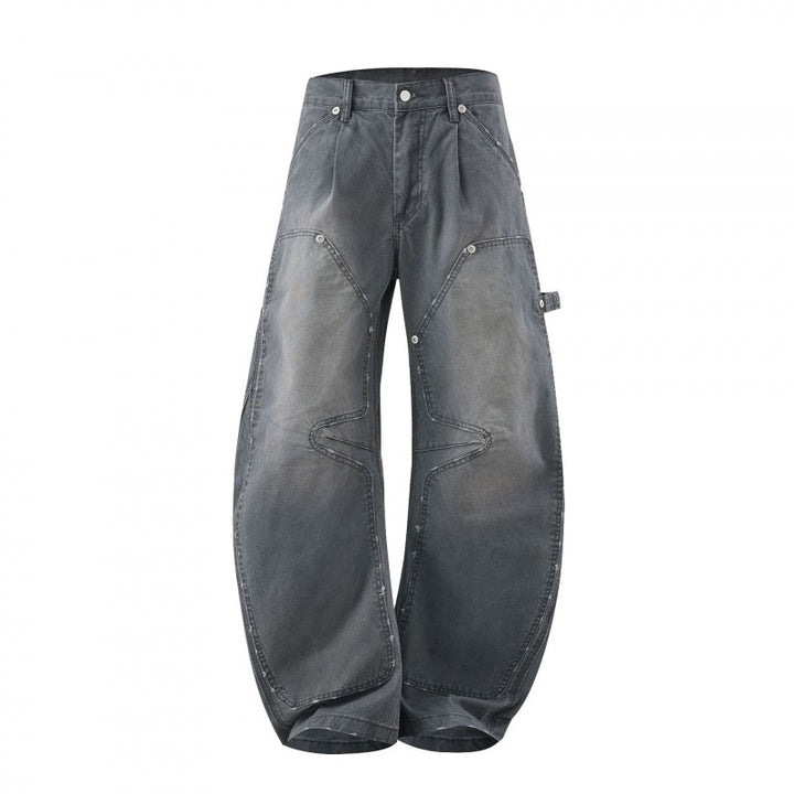 Damen Weite Denim-Carpenter-Hose mit Ballonbeinen und verstärkten Knie-Paneelen Echo Archiv