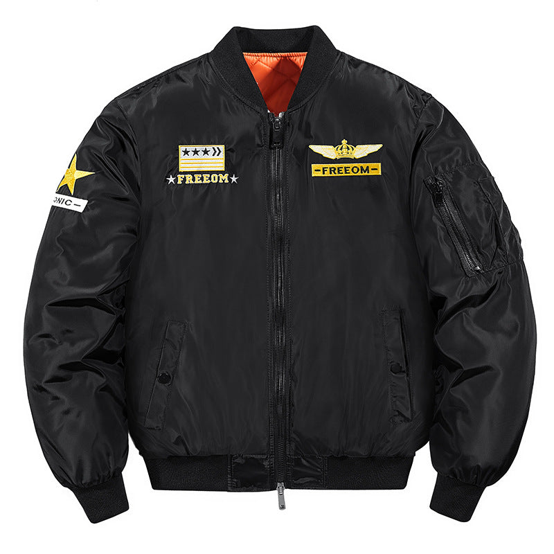 Herren  bestickte gepatchte isolierte Nylon Flug Bomberjacke mit gerippten Abschlüssen Echo Archiv