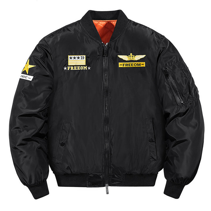 Herren  bestickte gepatchte isolierte Nylon Flug Bomberjacke mit gerippten Abschlüssen Echo Archiv