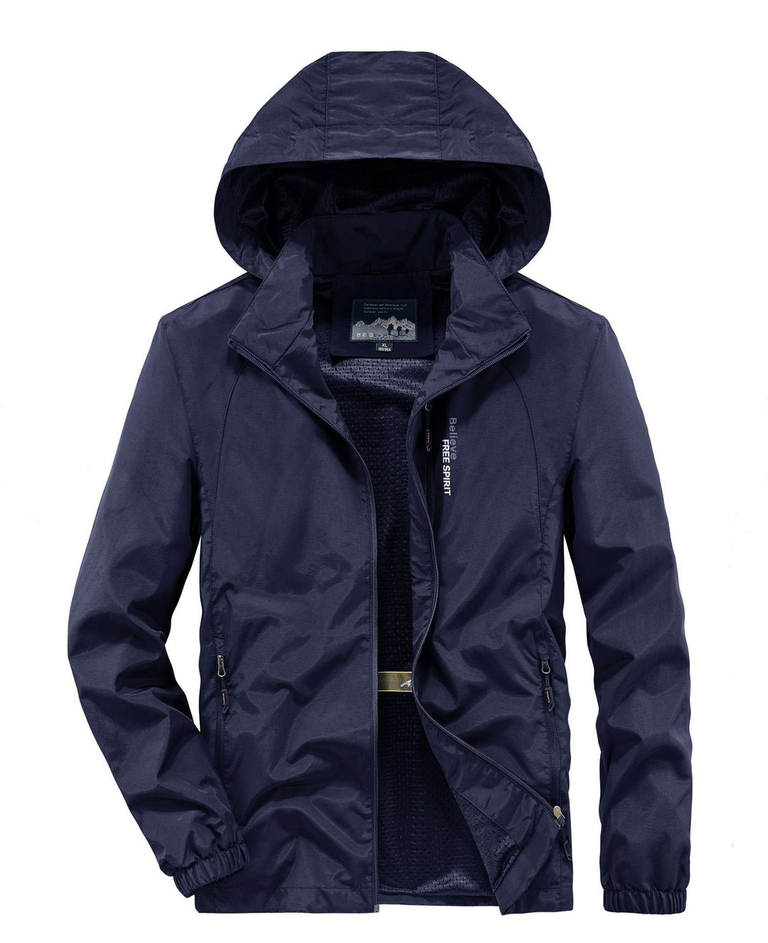 Herren Ultraleichte Atmungsaktive Kapuzenjacke mit perforiertem Mesh‑Futter und Reißverschlusstaschen Echo Archiv