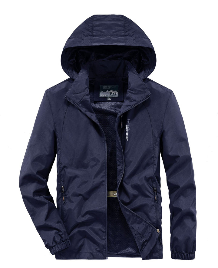 Herren Ultraleichte Atmungsaktive Kapuzenjacke mit perforiertem Mesh‑Futter und Reißverschlusstaschen Echo Archiv