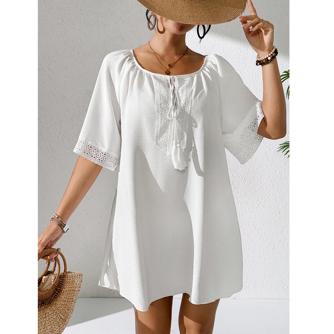 Damen luftiges Strandkleid mit verzierten Ärmeln Echo Archiv