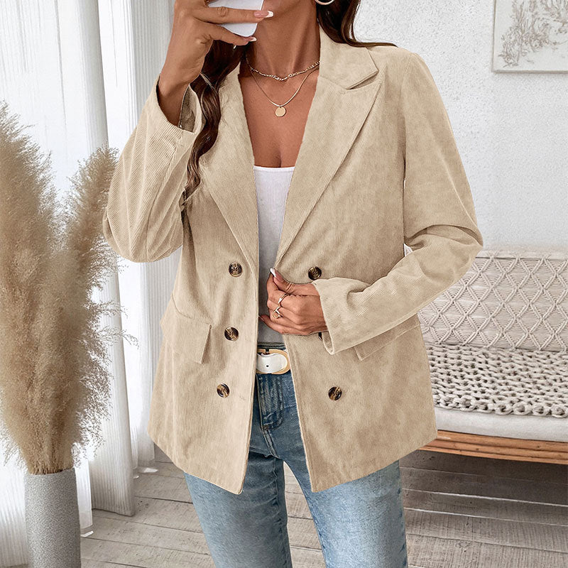 Damen Eleganter Cordblazer mit doppelter Knopfverschluss Echo Archiv
