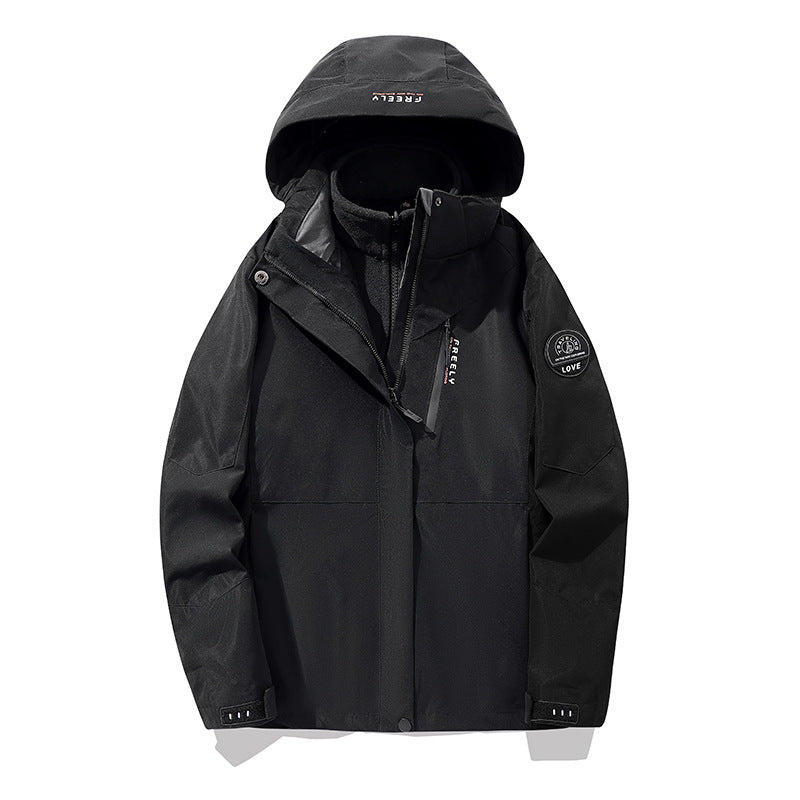 Herren nicht wasserdichte dreiteilige Winterjacke mit abnehmbarem Kapuze und Fleece-Innenjacke – Marzano