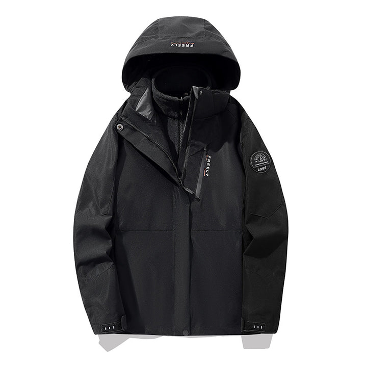 Herren nicht wasserdichte dreiteilige Winterjacke mit abnehmbarem Kapuze und Fleece-Innenjacke – Marzano