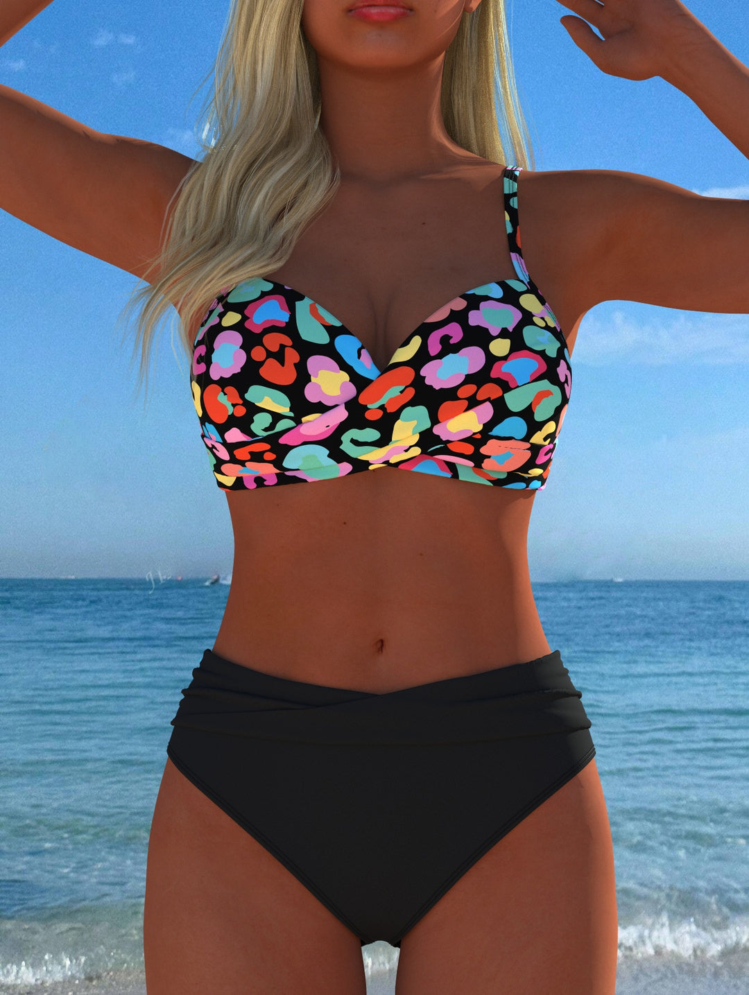 Damen Bikini-Set mit formendem Bustier und hoher Taille Echo Archiv