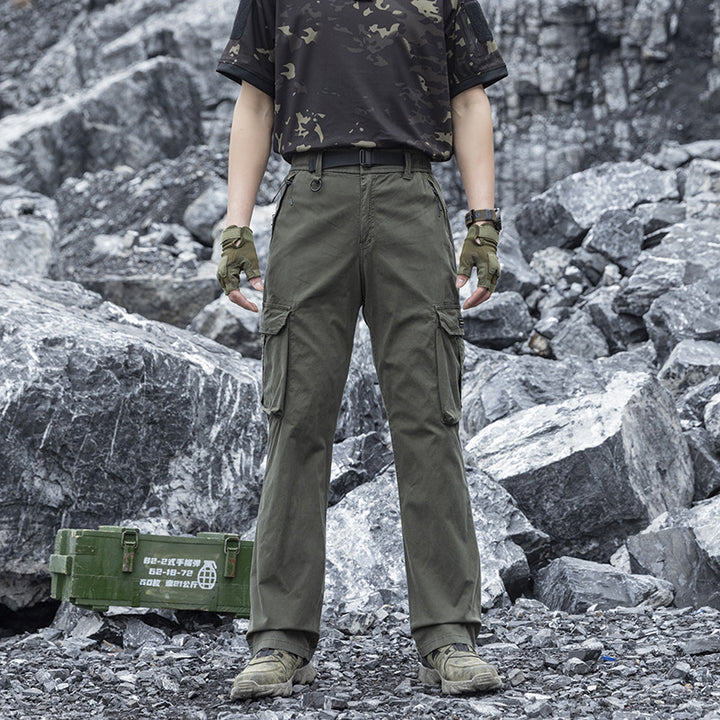 Herren Leichte Stretch-Canvas-Cargohose mit integriertem Webgürtel und Reißverschluss-Taschen Echo Archiv